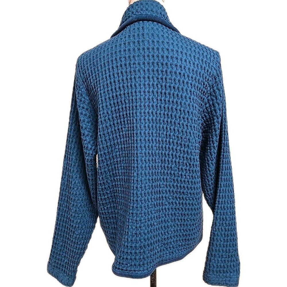 Mododoc Waffle Weave Button Jacket Coat Teal Blue… - image 4